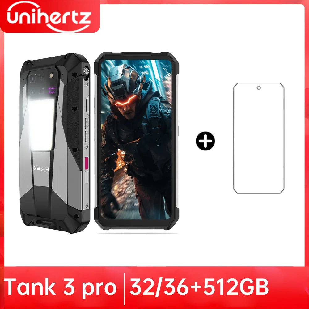 us eu mx warehouse unihertz tank 3 pro 8849 with 100 lumens 5g projector phone,32gb/36gb ram,512gb rom,23800mah 120w,200mp, nfc
