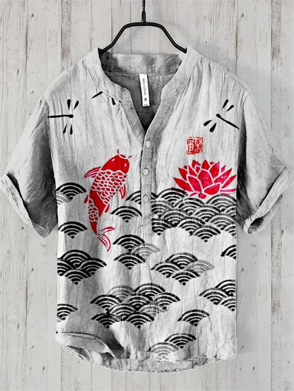 Spring and summer men's and women's shirts independent station casual Hawaiian style shirts men's tops 100% linen new hot sale