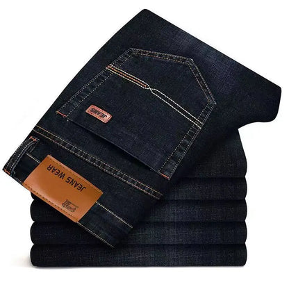 Men's Fashion Business Casual Stretch Slim Jeans Classic Style Male Denim Trousers Black Blue Casual Jean Pants for Shopping