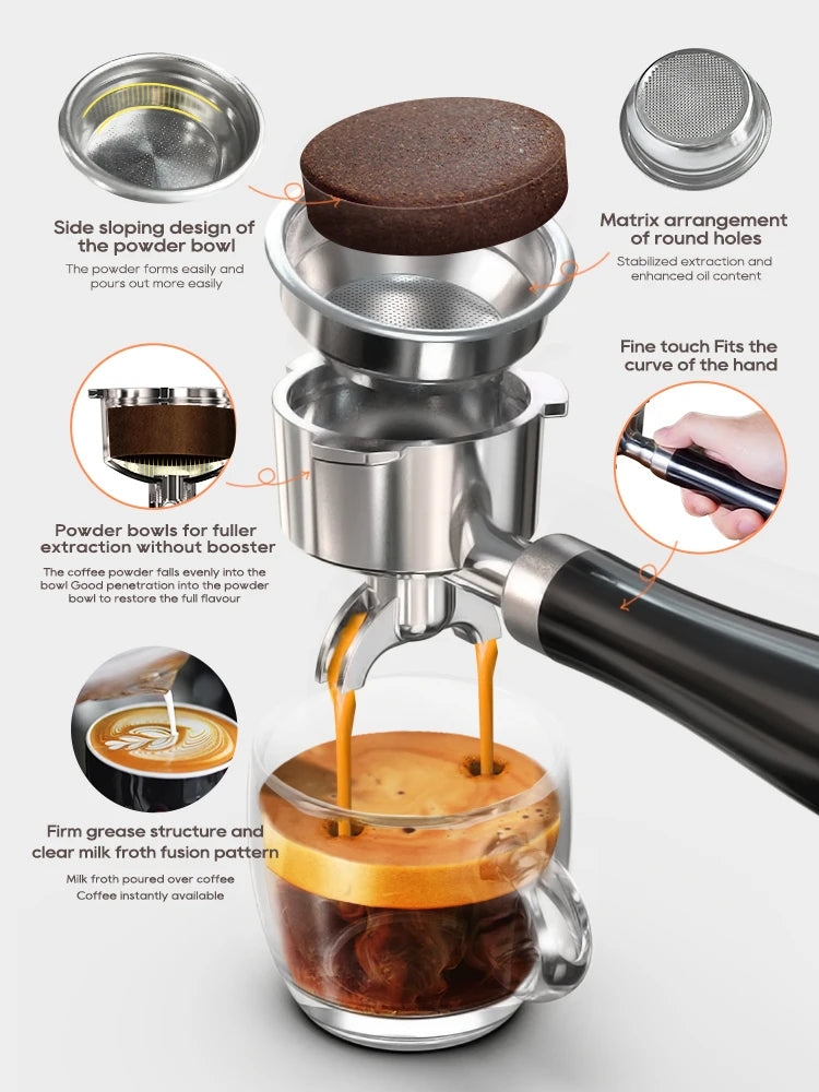 hibrew 20bar semi automatic espresso coffee machine temperature adjustable 58mm portafilter cold/hot coffee maker metal caseh10a
