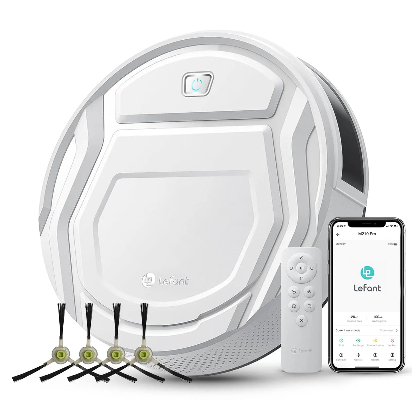 lefant m210 pro robot vacuum cleaner, 2200pa powerful suction, 120 mins runtime, automatic self-charging, wi-fi/app/alexa contro