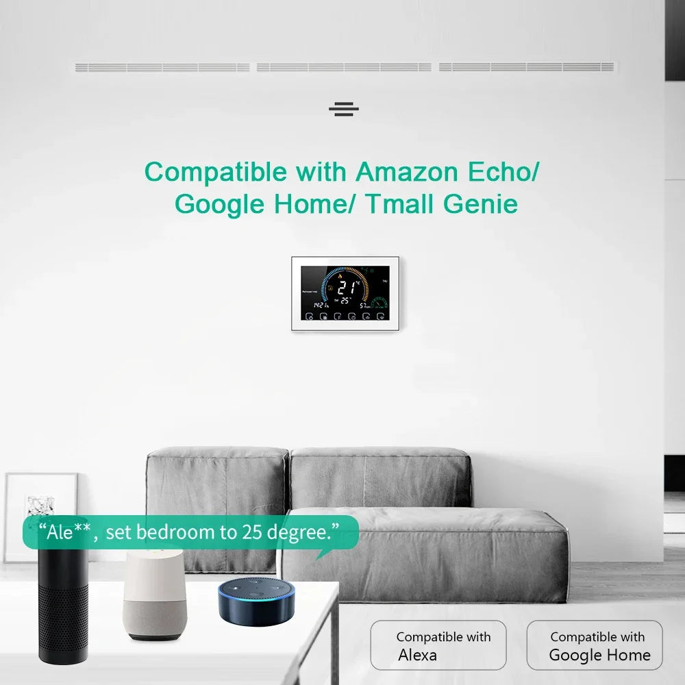 tuya wi-fi smart large colorful screen room  air thermostat programmable wifi for switch heating cooler bridge voice alexa
