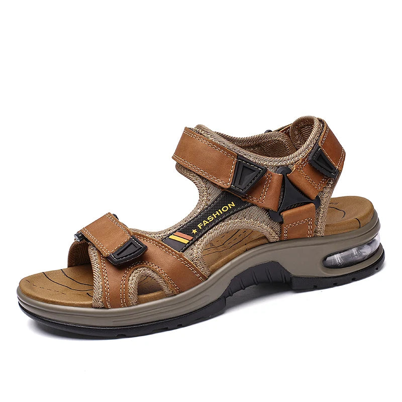 brand summer men's sandals genuine leather men slippers gladiator men beach sandals soft comfortable outdoors wading shoes 38-48