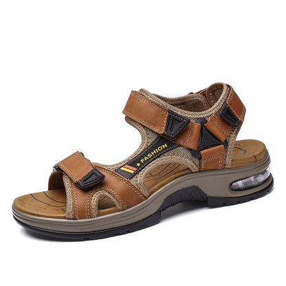 Brand Summer Men's Sandals Genuine Leather Men Slippers Gladiator Men Beach Sandals Soft Comfortable Outdoors Wading Shoes 38-48