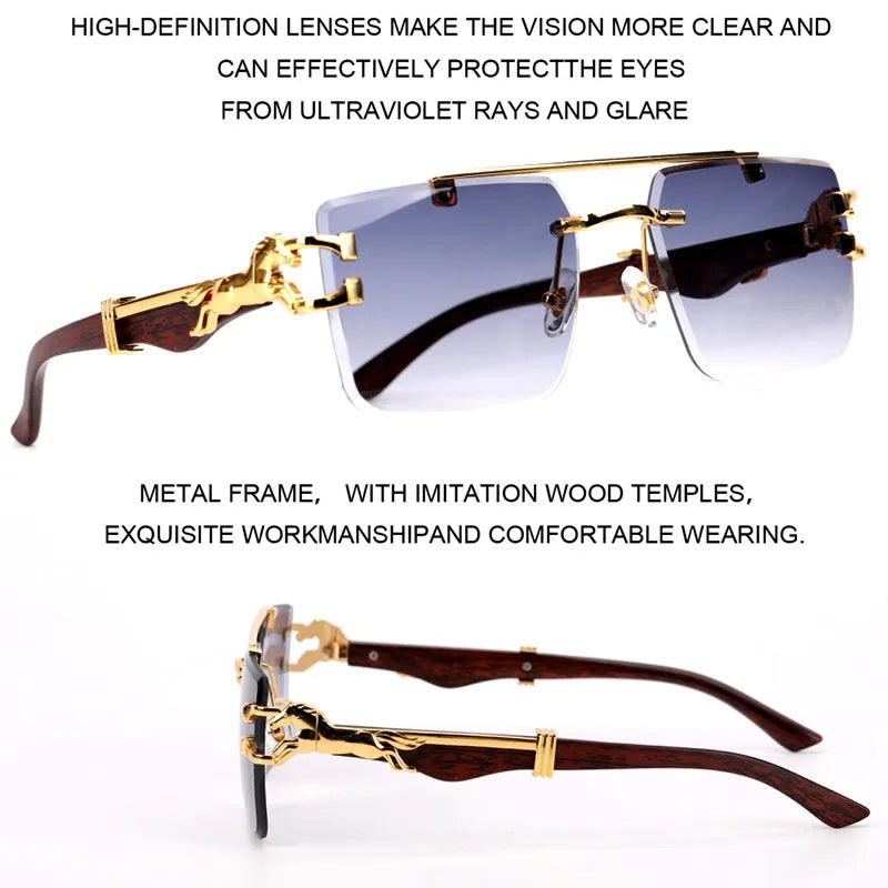 luxury sunglasses women square rimless sunglasses for men vintage fashion glasses gafas de sol hombre lunette soleil femme