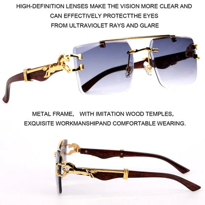 Luxury Sunglasses Women Square Rimless Sunglasses For Men Vintage Fashion Glasses Gafas De Sol Hombre Lunette Soleil Femme