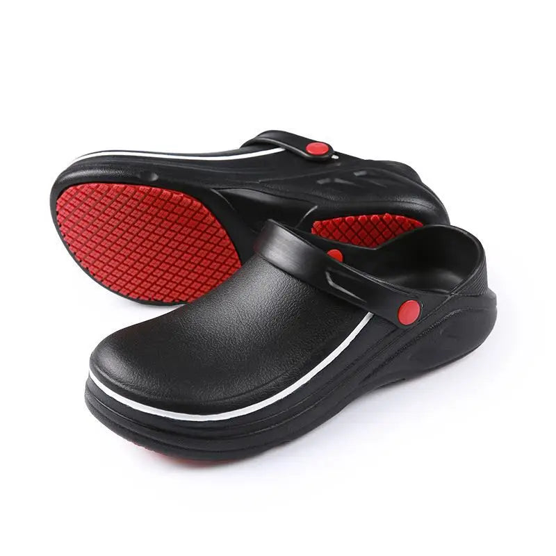 men's slippers non-slip waterproof oil proof slippers women kitchen work cook shoes chef hotel big size 36-47