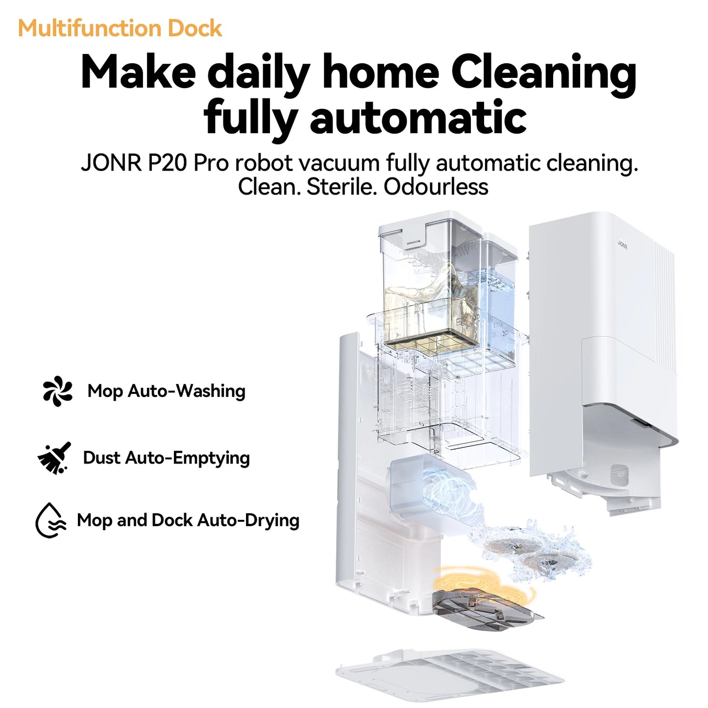 jonr p20 pro robot vacuum cleaner with mop function & lifting mop, 8000pa all-in-one cleaning station,edge cleaning, hot air dry