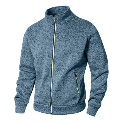 Men's Stand Collar sweatshirts casual zipper Cardigan Jacket outdoor Long Sleeve Solid Color Pullover Lightweight Streetwear