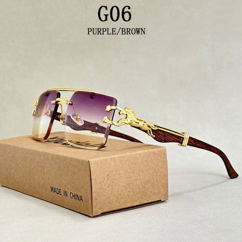 square sunglasses for men new luxury vintage designer rimless sunglasses women trendy fashion glasses gafas de sol hombre