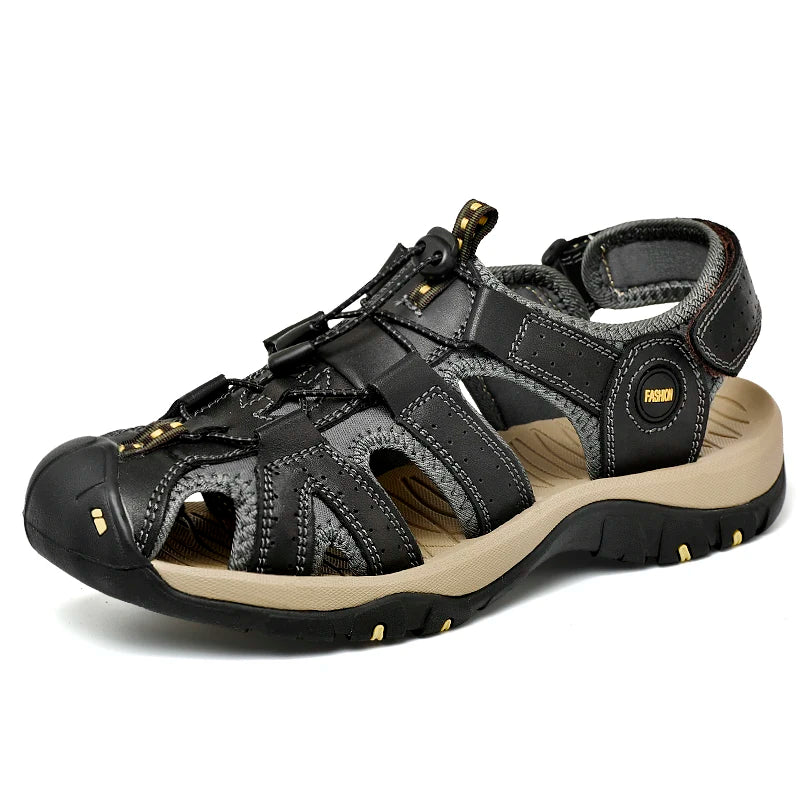 hot sale summer men's sandals outdoor non-slip men's beach sandals handmade genuine leather men's shoes fashion men sneakers