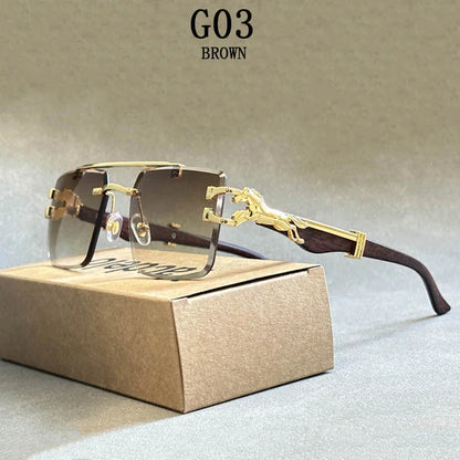Square Sunglasses For Men New Luxury Vintage Designer Rimless Sunglasses Women Trendy Fashion Glasses Gafas De Sol Hombre