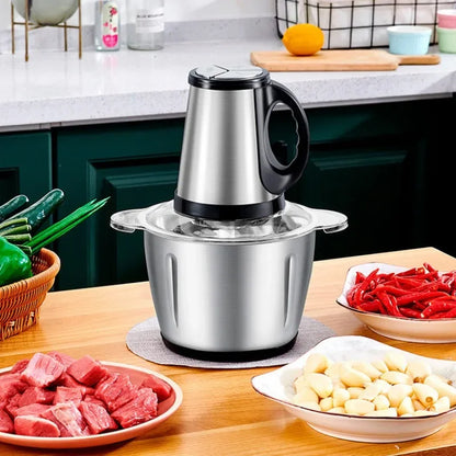 220V Electric Meat Grinder Stainless Steel Large Capacity Multifunctional Auxiliary Food Machine Meat Grinder 3 Gears Adjustment