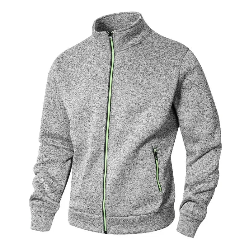 men's stand collar sweatshirts casual zipper cardigan jacket outdoor long sleeve solid color pullover lightweight streetwear