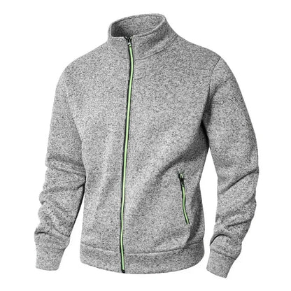 Men's Stand Collar sweatshirts casual zipper Cardigan Jacket outdoor Long Sleeve Solid Color Pullover Lightweight Streetwear