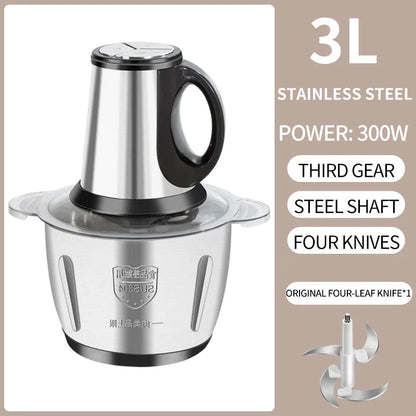 220V Electric Meat Grinder Stainless Steel Large Capacity Multifunctional Auxiliary Food Machine Meat Grinder 3 Gears Adjustment