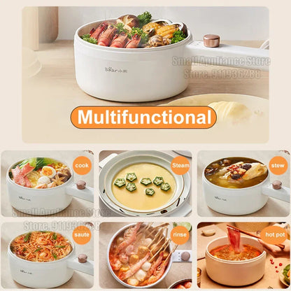 1.6L Bear Electric Cooking Pot 1-2 People 220V Electric Cooker Non-Stick Pot Mechanical MultiCooker Steamed Rice Pot For Home