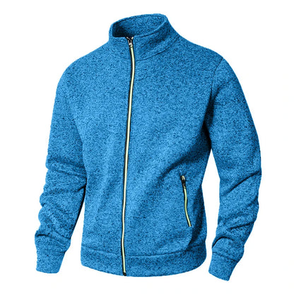 Men's Stand Collar sweatshirts casual zipper Cardigan Jacket outdoor Long Sleeve Solid Color Pullover Lightweight Streetwear