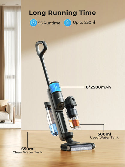 Laresar M3 Cordless Wet Dry Vacuum Cleaner Mop, Edge Cleaning 55min Auto Suction Floor Washer Self-Cleaning Smart Home Appliance
