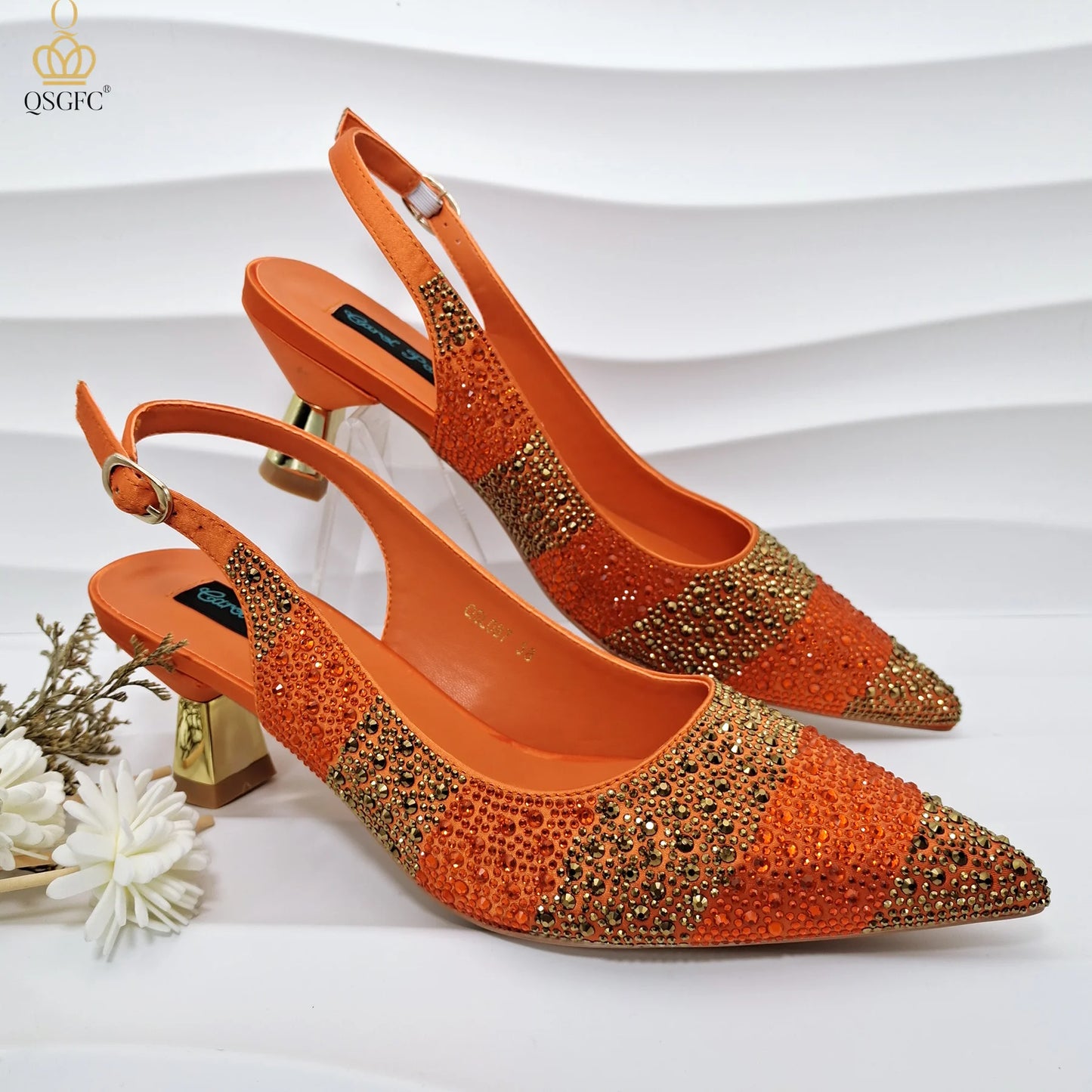 qsgfc nigerian women heel party ladies italian design green shoes and bag set decorated with rhinestone handbag wedding party