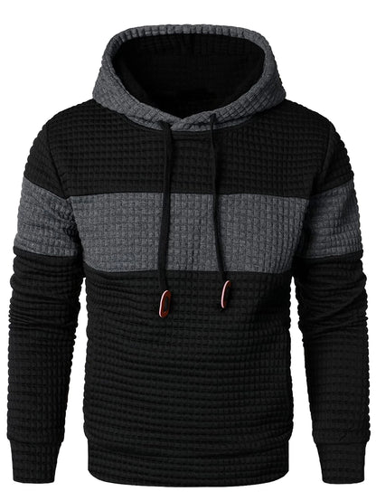 Men's fashion loose color matching hoodie casual breathable long sleeve hoodie street outdoor activities
