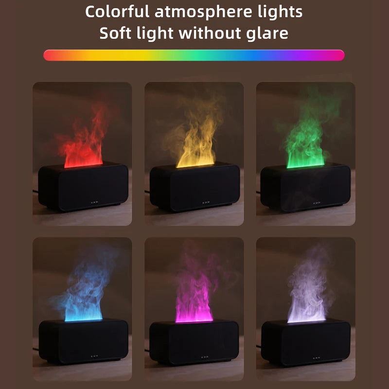 new simulation flame aromatherapy machine mini air humidifier led colorful light timer humidifier home perfume diffuser