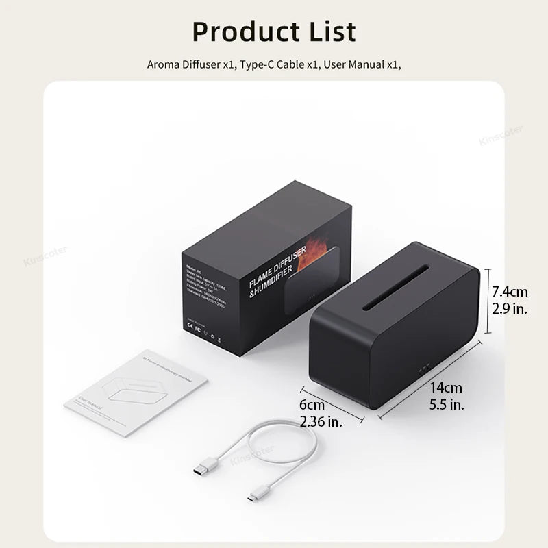 new simulation flame aromatherapy machine mini air humidifier led colorful light timer humidifier home perfume diffuser