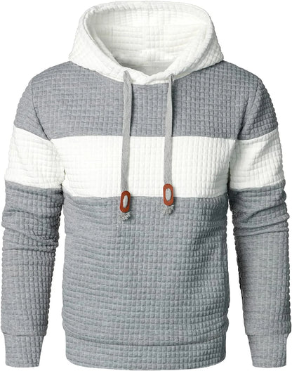 Men's fashion loose color matching hoodie casual breathable long sleeve hoodie street outdoor activities