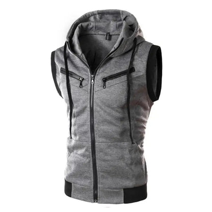 Men Summer Hooded Zipper Vest Mens Clothes Camouflage Tank Top Fitness Sweatshirt Sportswear Clothing Sleeveless Tanktop
