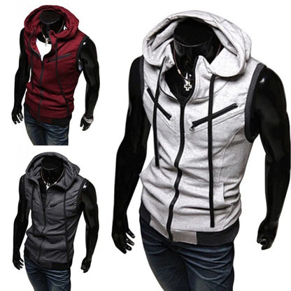 Men Summer Hooded Zipper Vest Mens Clothes Camouflage Tank Top Fitness Sweatshirt Sportswear Clothing Sleeveless Tanktop