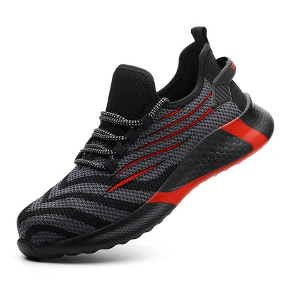 Men's Lightweight Safety Work Shoes Anti-Puncture Breathable Mesh Indestructible Working Sneakers Lace-Up Ankle Boots