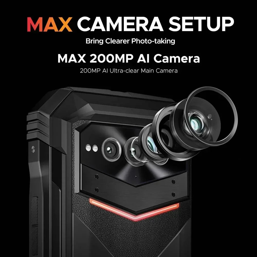 global version doogee v max plus rugged phone 6.58" 120hz 36gb(16+20) 512gb 200mp ai camera 22000mah lighting effect android 14