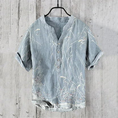 Spring and summer men's and women's shirts independent station casual Hawaiian style shirts men's tops 100% linen new hot sale