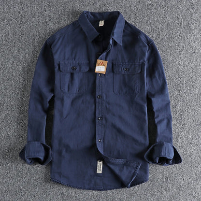 Multi-colored Retro Stripe Cotton Shirt Men's Long Sleeve Spring Autumn New Fashion Daily Dressed Up Workwear Shirt