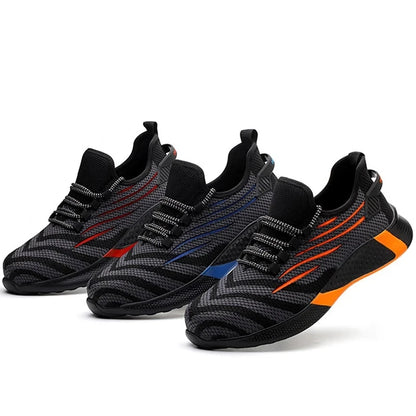 Men's Lightweight Safety Work Shoes Anti-Puncture Breathable Mesh Indestructible Working Sneakers Lace-Up Ankle Boots