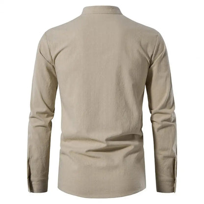 Vintage Lace Up Cotton Linen Men Shirt Tops Long Sleeve Vintage Slanted Placket Tee Shirt Casual T-shirt Medieval Viking top