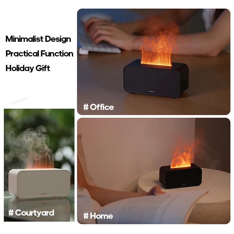 new simulation flame aromatherapy machine mini air humidifier led colorful light timer humidifier home perfume diffuser