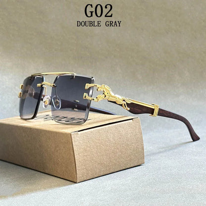 Square Sunglasses For Men New Luxury Vintage Designer Rimless Sunglasses Women Trendy Fashion Glasses Gafas De Sol Hombre