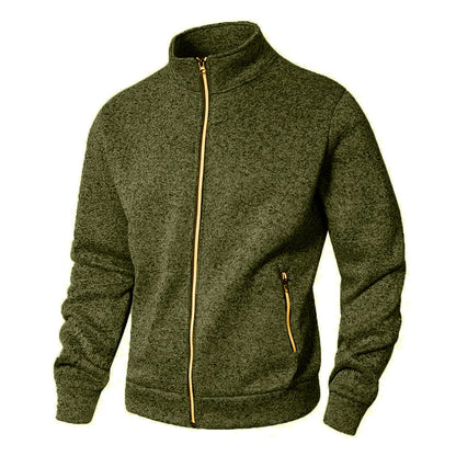 Men's Stand Collar sweatshirts casual zipper Cardigan Jacket outdoor Long Sleeve Solid Color Pullover Lightweight Streetwear