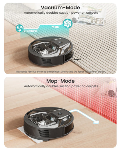 Lefant M320 cordless Robot Vacuum Cleaner and mop, 6000Pa ,210 Mins Runtime,Self-Charging,Ideal for Hard Floor, Pet Hair,Carpet