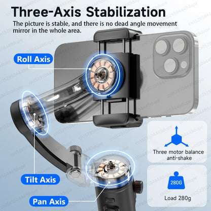 M02 Mobile Phone Stabilizer 3-axis Foldable Gimbal with Removable Magnetic Remote Control for Android iPhone 15 Pro Max Vlog