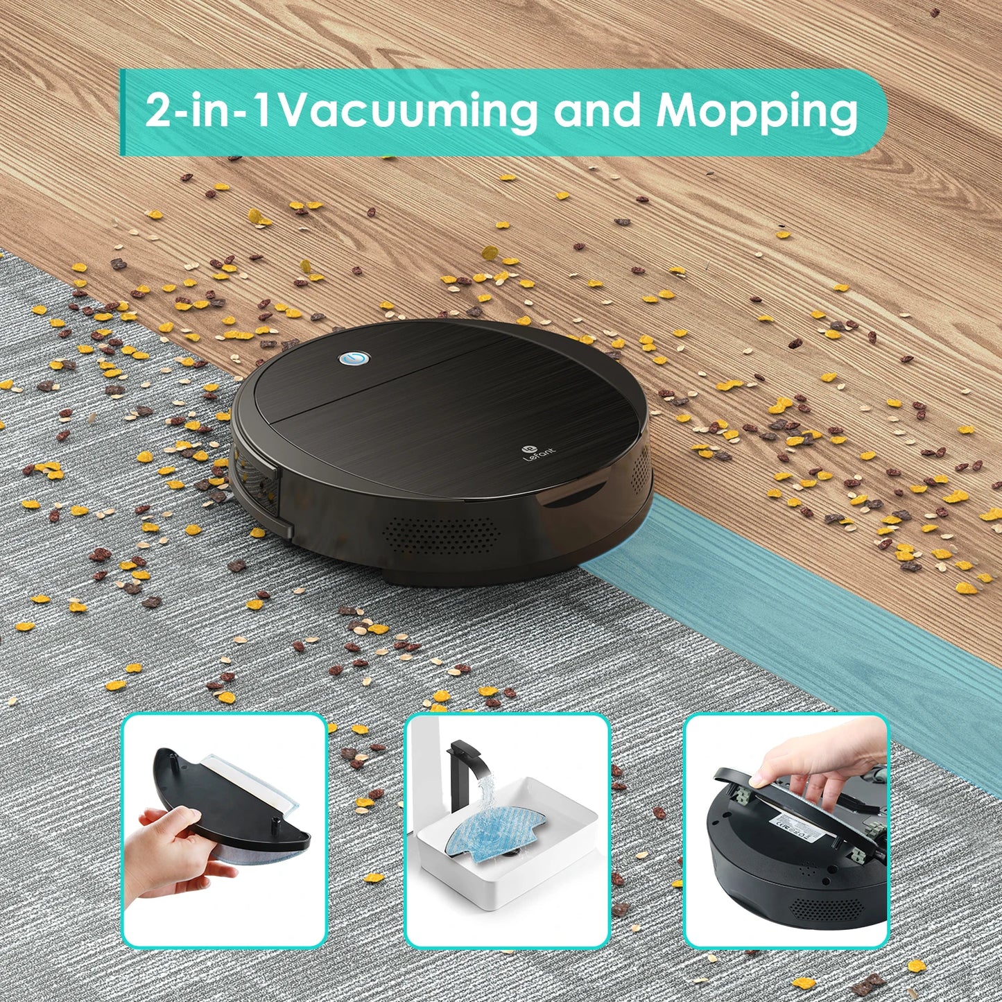 lefant m213 robot vacuum cleaner ,2200pa strong suction, 6d collision sensor, alexa/google, ideal for pet hair, carpet and hard