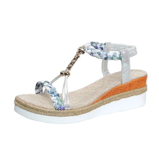 Women Wedge Sandals Summer  Braided Band Platform Gladiator Sandals Woman Thick Bottom Beach Shoes Women Sandalias De Mujer