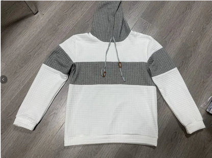 Men's fashion loose color matching hoodie casual breathable long sleeve hoodie street outdoor activities