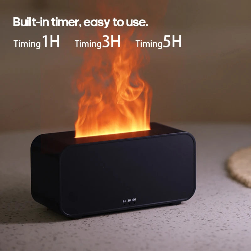 new simulation flame aromatherapy machine mini air humidifier led colorful light timer humidifier home perfume diffuser